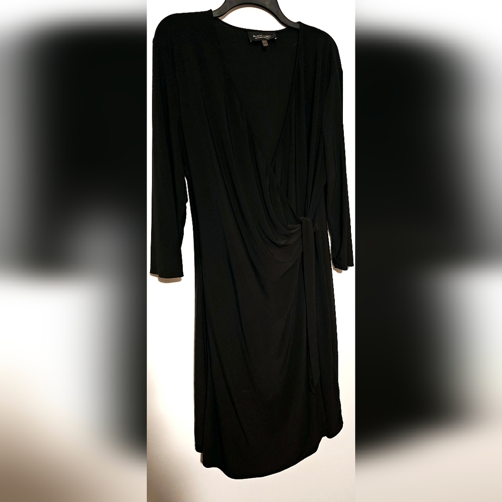 Evan Picone Black Draped Dress
